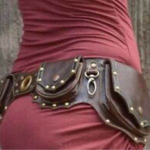 Festival belt purse with pockets steam punk belt